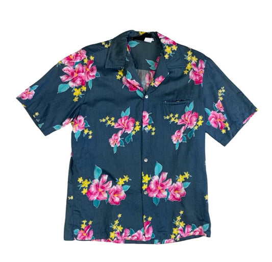 VTG ROYAL CREATIONS HAWAIIAN MADE ALOHA SHIRT COTTON TIKI ROCKABILLY M 40”