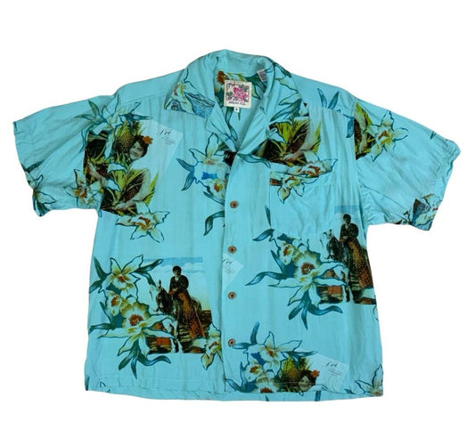 VTG POI HONOLULU HAWAIIAN ALOHA SHIRT RAYON TIKI ROCKABILLY S 40”