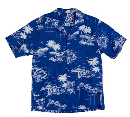 VTG JADE FASHIONS HAWAIIAN MADE ALOHA SHIRT COTTON TIKI ROCKABILLY L 42”