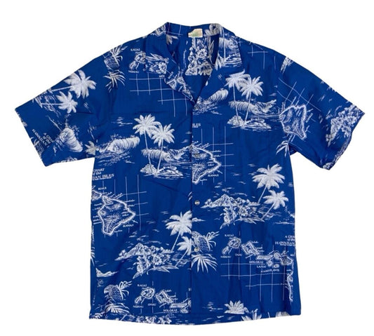 VTG JADE FASHIONS HAWAIIAN MADE ALOHA SHIRT COTTON TIKI ROCKABILLY L 42”
