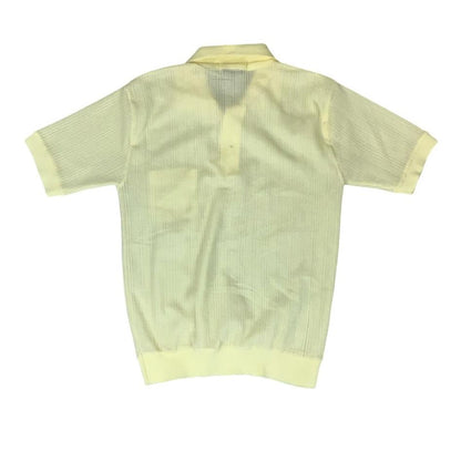 VTG 80s 'MARTEL' MENS YELLOW SHORT SLEEVED KNITTED POLO SHIRT SMALL