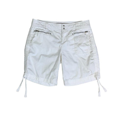 VTG 90s y2k 'TOMMY HILFIGER' WHITE CARGO RUCHED SNAP BUTTON SUMMER SHORTS M 12