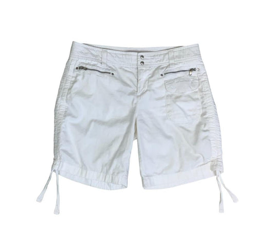 VTG 90s y2k 'TOMMY HILFIGER' WHITE CARGO RUCHED SNAP BUTTON SUMMER SHORTS M 12