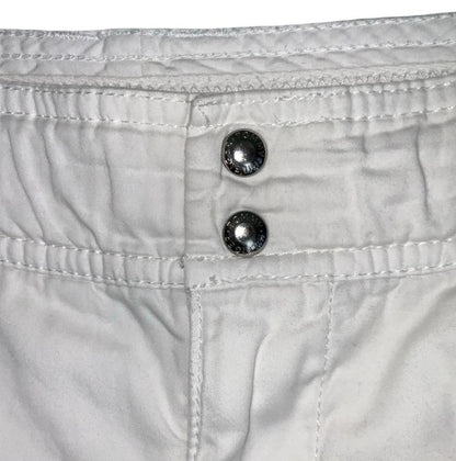 VTG 90s y2k 'TOMMY HILFIGER' WHITE CARGO RUCHED SNAP BUTTON SUMMER SHORTS M 12