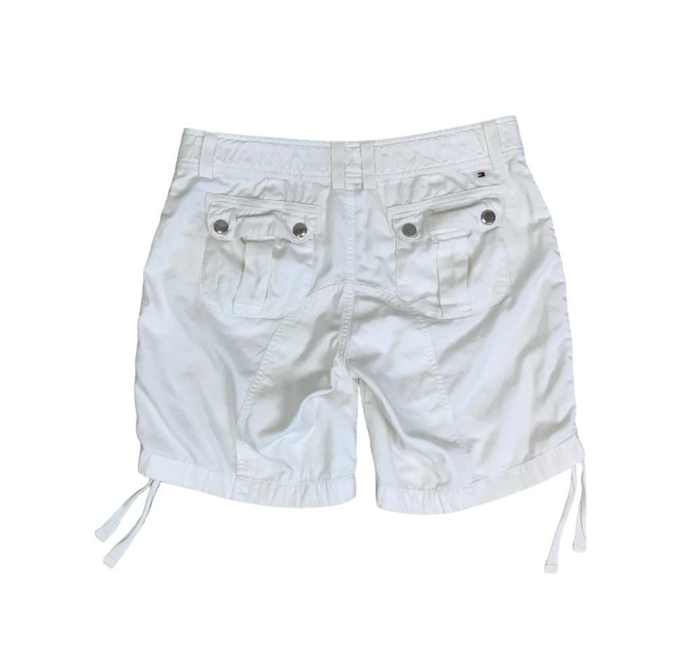 VTG 90s y2k 'TOMMY HILFIGER' WHITE CARGO RUCHED SNAP BUTTON SUMMER SHORTS M 12
