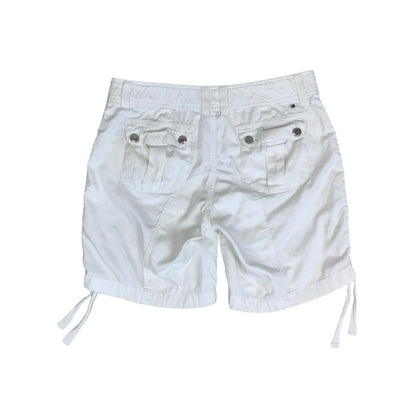 VTG 90s y2k 'TOMMY HILFIGER' WHITE CARGO RUCHED SNAP BUTTON SUMMER SHORTS M 12