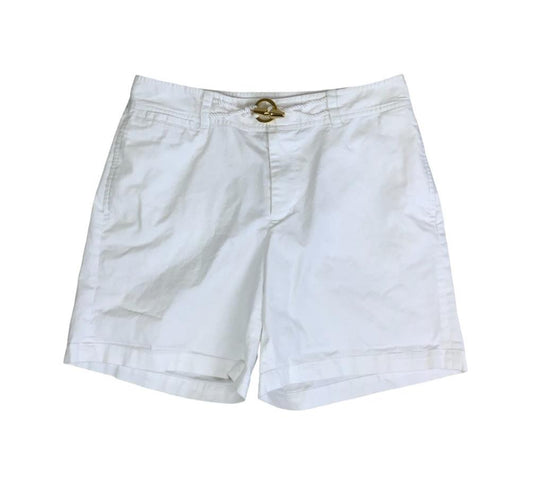 VTG 90s 'LAUREN RALPH LAUREN' WHITE HIGH-WAIST SAILOR SUMMER CASUAL SHORTS 10 12