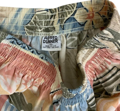 VTG 90s y2k ' ALFRED DUNNER' PASTEL GEOMETRIC HAWAIIAN BEACH SURF SHORTS S M