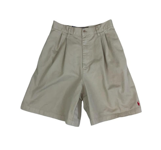 VTG 90s 'RALPH LAUREN' BEIGE HIGH-WAISTED CASUAL BEACH HOLIDAY CHINO SHORTS XS 6