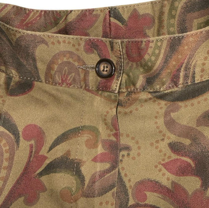 VTG 90s 'MARESPORT' GREEN BROWN RED PAISLEY HIGH-WAISTED CULOTTE SHORTS XS 6