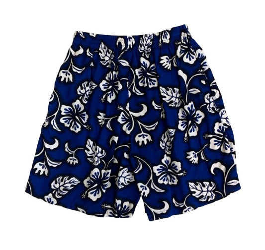 VTG 'HIBISCUS COLLECTION HAWAII' BLUE WHITE FLORAL HAWAIIAN BEACH SURF SHORTS XL