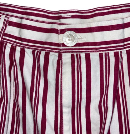 VTG 90s 'CHEROKEE' WHITE RED STRIPE HIGH-WAIST BOYFRIEND DENIM SHORTS M 12