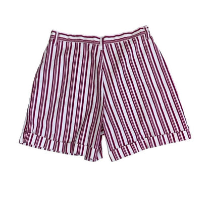 VTG 90s 'CHEROKEE' WHITE RED STRIPE HIGH-WAIST BOYFRIEND DENIM SHORTS M 12