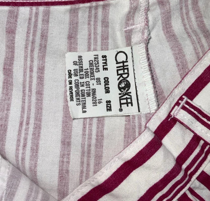 VTG 90s 'CHEROKEE' WHITE RED STRIPE HIGH-WAIST BOYFRIEND DENIM SHORTS M 12