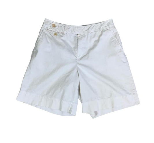 VTG 90s 'LAUREN RALPH LAUREN' WHITE HIGH-WAIST CASUAL CHINO SUMMER SHORTS S 10