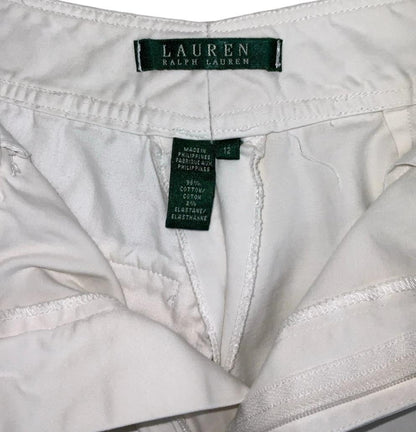 VTG 90s 'LAUREN RALPH LAUREN' WHITE HIGH-WAIST CASUAL CHINO SUMMER SHORTS S 10