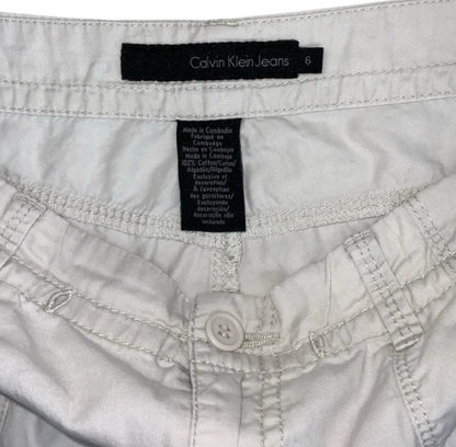VTG 90s y2k 'CALVIN KLEIN JEANS' OFF-WHITE CARGO HOT PANTS SHORT SHORTS M 12