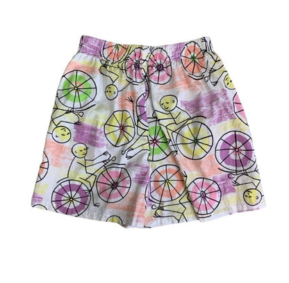 VTG 80s 90s PINWHEELS GRAPHIC BICYCLE COLOURFUL SHORTS S M