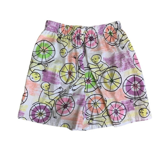 VTG 80s 90s PINWHEELS GRAPHIC BICYCLE COLOURFUL SHORTS S M