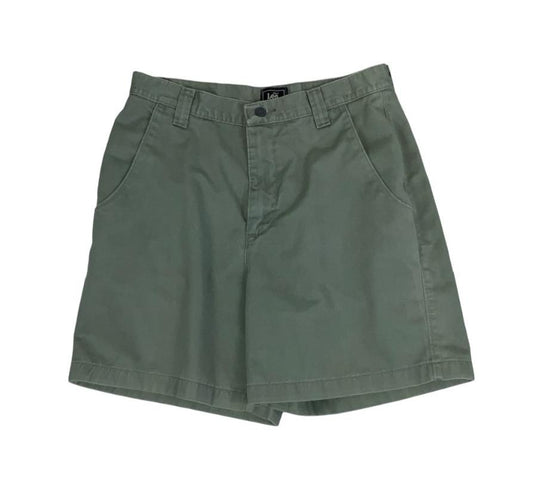 VTG 90s LEE  KHAKI GREEN HIGH-WAIST SUMMER BEACH HOLIDAY COTTON DENIM SHORTS XS