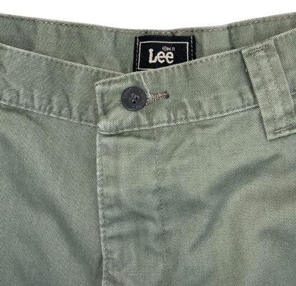 VTG 90s LEE  KHAKI GREEN HIGH-WAIST SUMMER BEACH HOLIDAY COTTON DENIM SHORTS XS