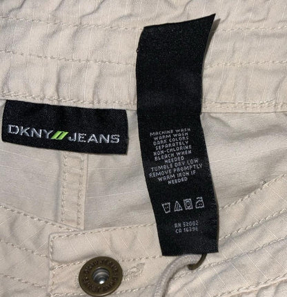 VTG 90s y2k 'DKNY JEANS' OFF-WHITE BEIGE HOT PANTS CARGO BEACH SHORT SHORTS S 10