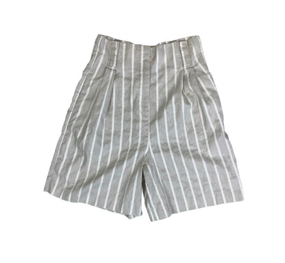 VTG 'MASSIMO DUTTI' GREY WHITE HIGH-WAIST STRIPED CASUAL HOLIDAY BEACH SHORTS S