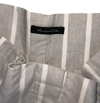 VTG 'MASSIMO DUTTI' GREY WHITE HIGH-WAIST STRIPED CASUAL HOLIDAY BEACH SHORTS S