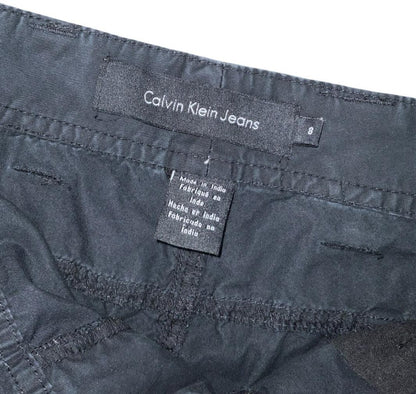 VTG 90s 'CALVIN KLEIN JEANS' BLACK CARGO MIDI LOW RISE HOLIDAY BEACH SHORTS M 12