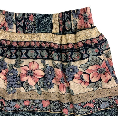 VTG 90s 'NORTON MCNAUGHTON' FLORAL BLUE BEIGE PINK STRIPED PATTERNED SHORTS S