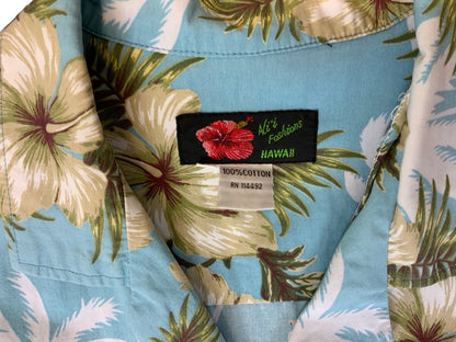 VTG ALI’S FASHIONS HAWAIIAN MADE ALOHA SHIRT COTTON TIKI ROCKABILLY LARGE