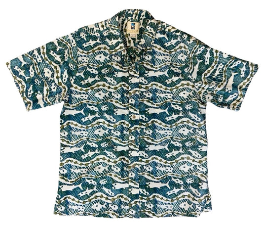 VTG KAHALA HAWAIIAN MADE ALOHA SHIRT COTTON TIKI ROCKABILLY HAWAII LARGE