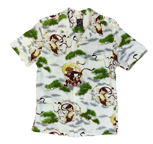 VTG OKINAWA STATE JAPANESE MADE RAYON ALOHA HAWAIIAN SHIRT TIKI ROCKABILLY SMALL