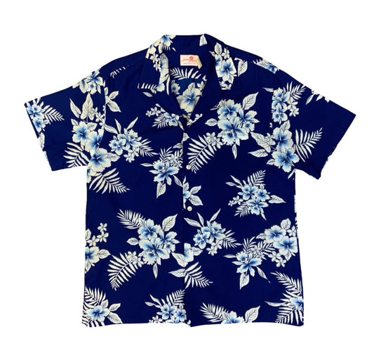 VTG ISLAND FASHIONS HAWAIIAN MADE ALOHA SHIRT POLYESTER TIKI ROCKABILLY LARGE