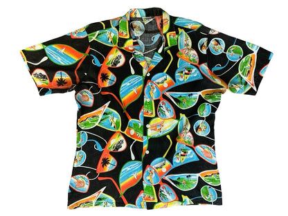 VTG USA HAWAIIAN ALOHA SHIRT COTTON TIKI ROCKABILLY HAWAII SURF MEDIUM