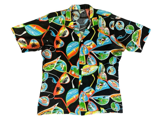 VTG USA HAWAIIAN ALOHA SHIRT COTTON TIKI ROCKABILLY HAWAII SURF MEDIUM