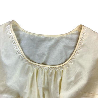 VTG 70s OFF-WHITE CREAM BOHO CROPPED DIRNDL BAVARIAN EMBROIDERED BLOUSE S 10