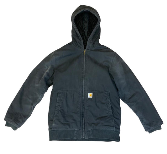 VTG LADIES CARHARTT HEAVY DUCK CANVAS QUILT LINED WORKWEAR JACKET BLACK L
