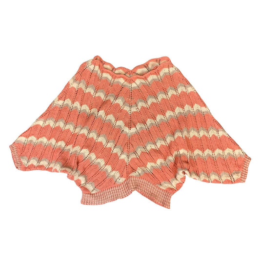 VTG 90s PEACH PINK WHITE CHEVRON OFF-SHOULDER BATWING OVERSIZED KNIT JUMPER L 16