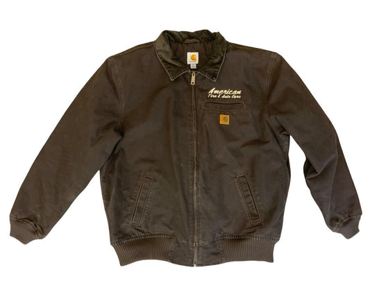 VTG CARHARTT HEAVY DUCK CANVAS WORKWEAR JACKET BROWN AMERICAN TIRE & AUTO 2XL
