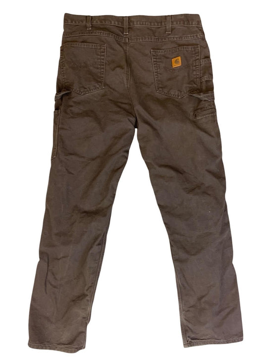 VTG CARHARTT HEAVY DUCK CANVAS BROWN WORKWEAR TROUSERS VGC 38”W 34”L