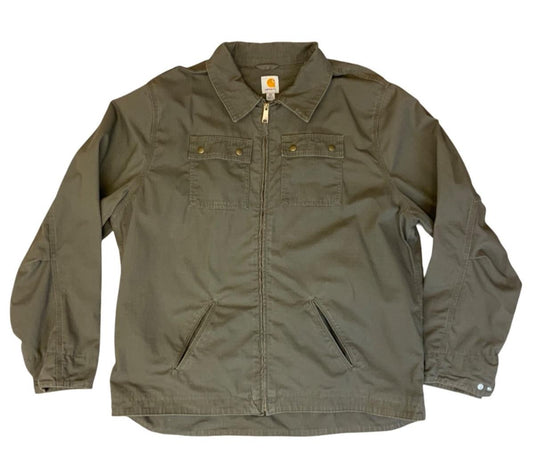 VTG CARHARTT HEAVY RIPSTOP DUCK CANVAS WORKWEAR JACKET GREEN 3XL
