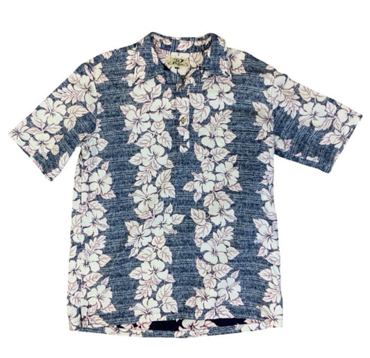 VTG PIKO HAWAII MADE REVERSE BARK CLOTH ALOHA SHIRT TIKI ROCKABILLY SURF MEDIUM