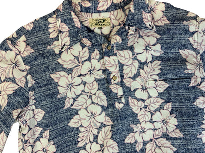 VTG PIKO HAWAII MADE REVERSE BARK CLOTH ALOHA SHIRT TIKI ROCKABILLY SURF MEDIUM