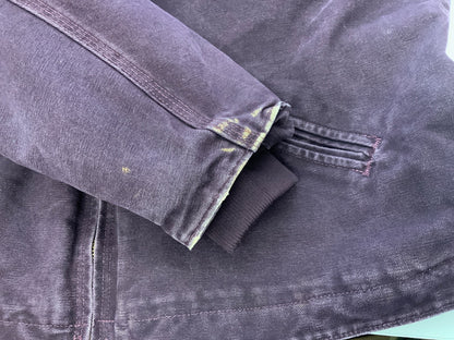 VTG LADIES CARHARTT HEAVY DUCK CANVAS SHERPA LINED WORKWEAR JACKET PURPLE XL