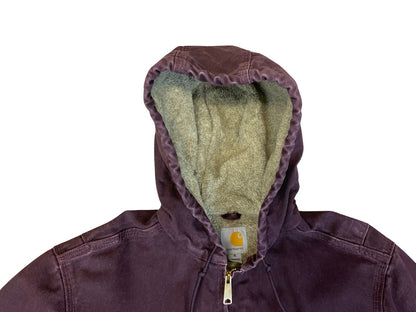 VTG LADIES CARHARTT HEAVY DUCK CANVAS SHERPA LINED WORKWEAR JACKET PURPLE XL