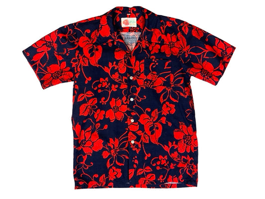 VTG HIBIA BARK CLOTH HAWAIIAN MADE ALOHA SHIRT TIKI ROCKABILLY SMALL