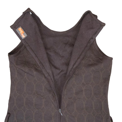 VTG 90s Y2K 'MISS SIXTY' BROWN GEOMETRIC PATTERNED MINI SLEEVELESS SHIFT DRESS S