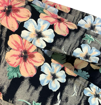 VTG 90s Y2K 'CALAMITY JAYNE'  BLACK PINK FLORAL SPLIT SUMMER MAXI DRESS XS 6