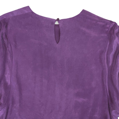 'SEE BY CHLOE' DEEP PURPLE PURE SILK PUFF SLEEVE MID-LENGTH EVENING DRESS S 10